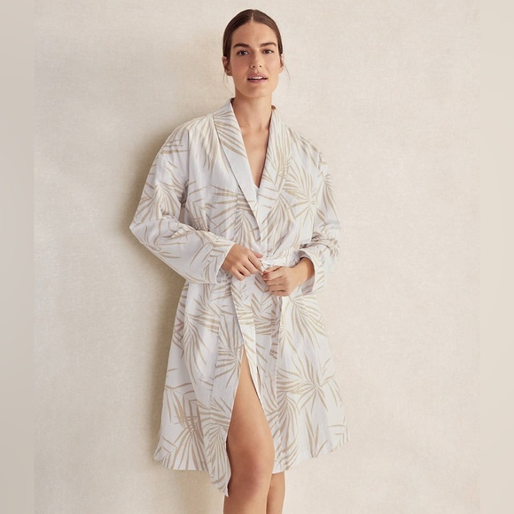 Haven Well Within Organic Cotton Linen Palm Print Robe - Picture 1 of 5